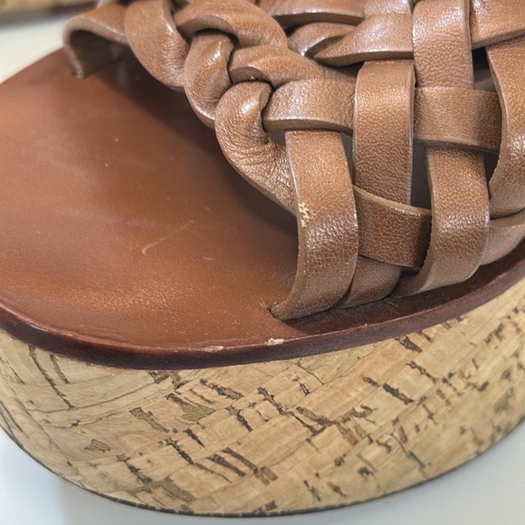 Tory Burch Killian Wedge Sandal Woven Leather Cork Platform Shoe Size 10 - Picture 15 of 16